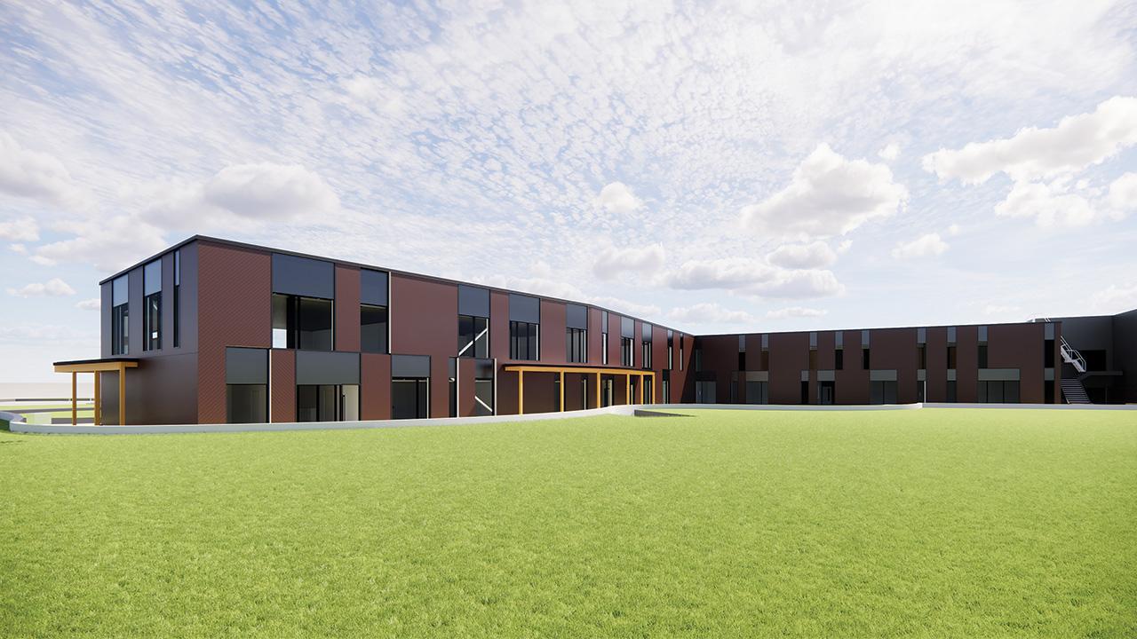 Northwest exterior view (rendering)