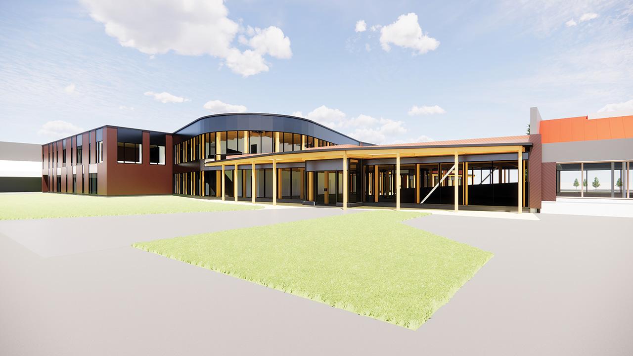 Southeast exterior view (rendering)