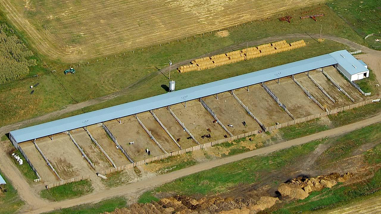 Aerial view of the G.N. Sweet Livestock Research Facility.